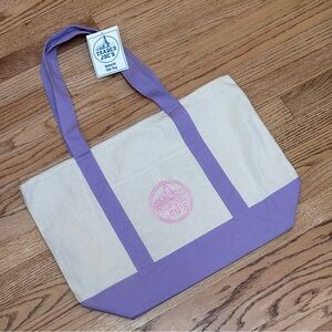 Trader Joe's Lavender Purple & Cream Large Canvas Tote
